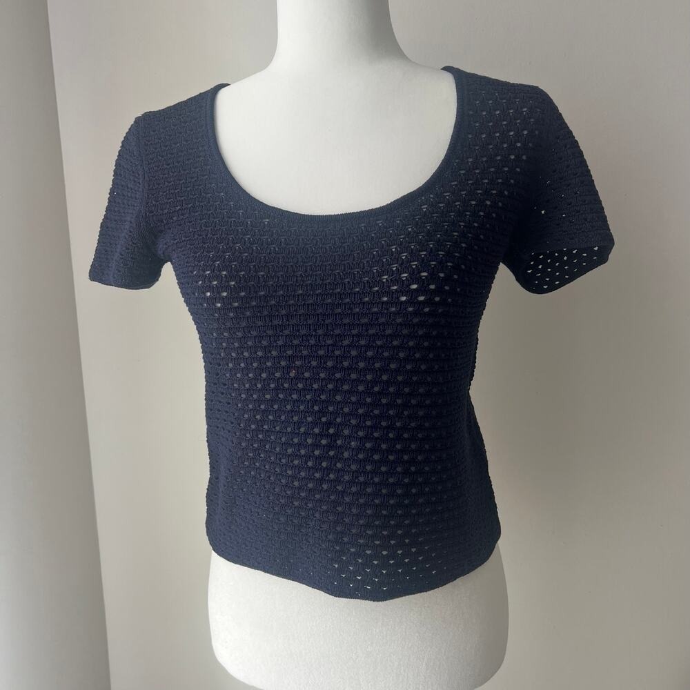Vince‎ Navy Open Crochet Top 100% Cotton Beachy